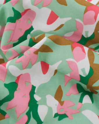 Viscose Vert Menthe Motif Abstrait Coloré - Mercerine