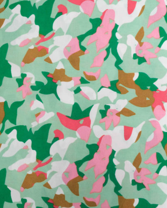 Viscose Vert Menthe Motif Abstrait Coloré - Mercerine