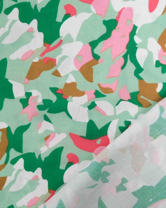 Viscose Vert Menthe Motif Abstrait Coloré - Mercerine