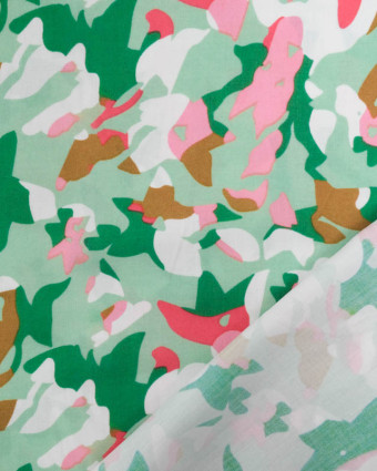 Viscose Vert Menthe Motif Abstrait Coloré - Mercerine