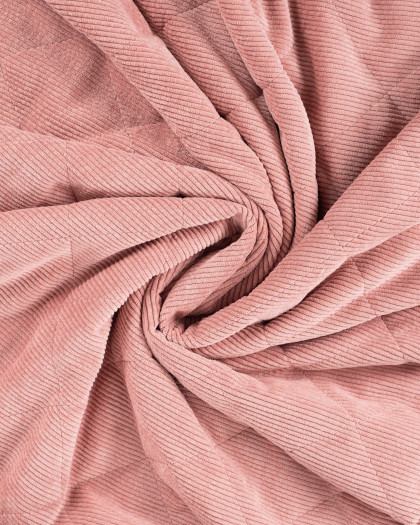 Tissu Matelassé Velours Côtelé Envers Sherpa Rose Clair - Mercerine