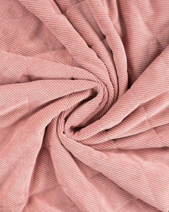 Tissu Matelassé Velours Côtelé Envers Sherpa Rose Clair - Mercerine