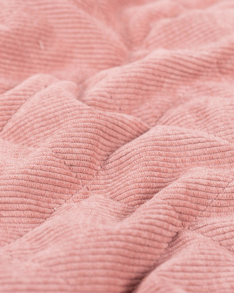 Tissu Matelassé Velours Côtelé Envers Sherpa Rose Clair - Mercerine