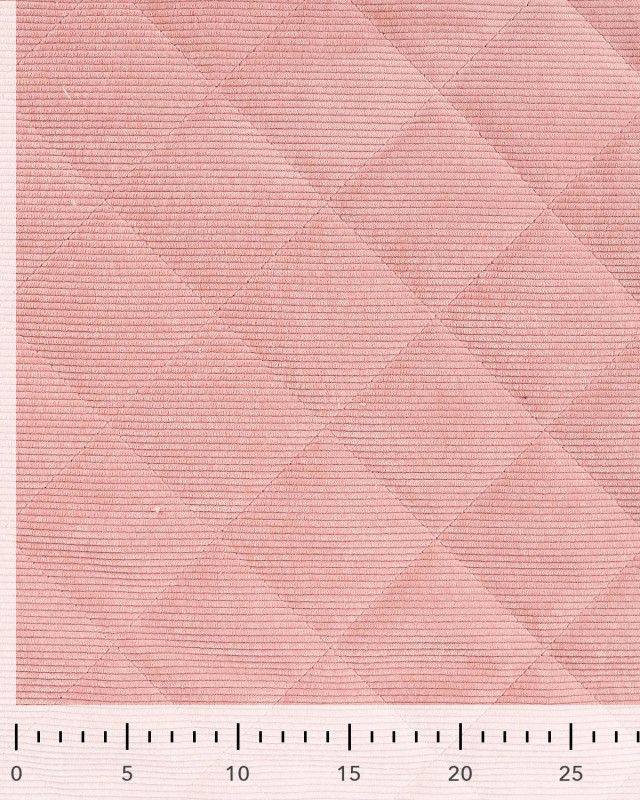 Tissu Matelassé Velours Côtelé Envers Sherpa Rose Clair - Mercerine
