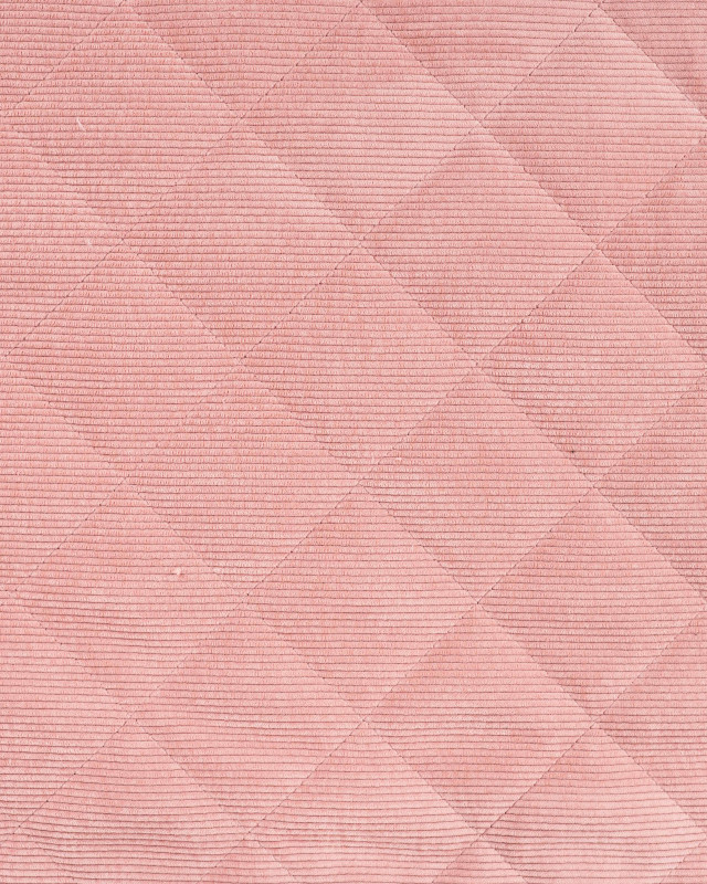 Tissu Matelassé Velours Côtelé Envers Sherpa Rose Clair - Mercerine