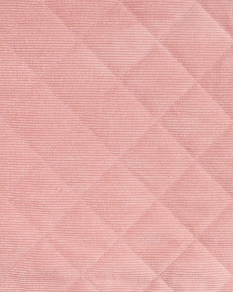 Tissu Matelassé Velours Côtelé Envers Sherpa Rose Clair - Mercerine