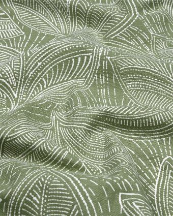 Toile Haute Savoie Feuillage Vert Olive - Mercerine