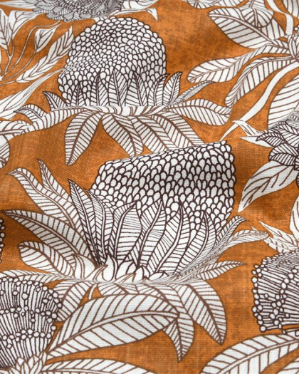 Toile Ardèche Fleurs Exotique Fond Ocre - Mercerine