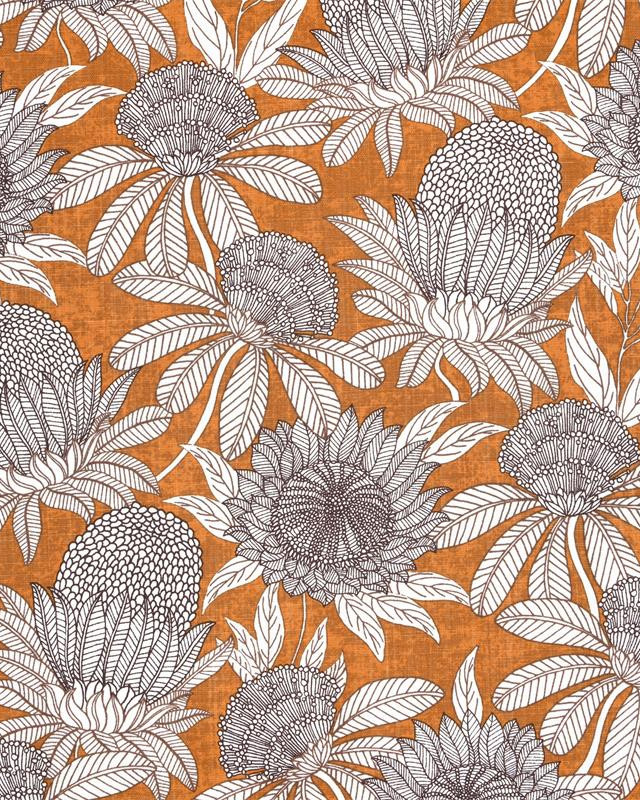 Toile Ardèche Fleurs Exotique Fond Ocre - Mercerine