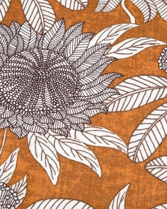 Toile Ardèche Enduite Fleurs Exotique Fond Ocre - Mercerine