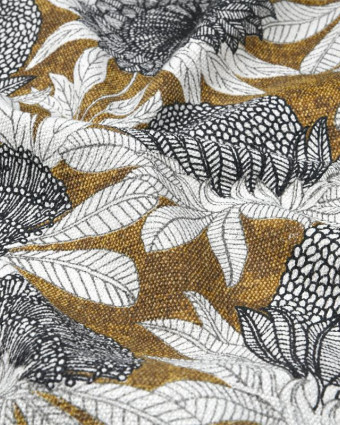 Toile Monaco Motif Fleurs Exotique Fond Ocre - Mercerine