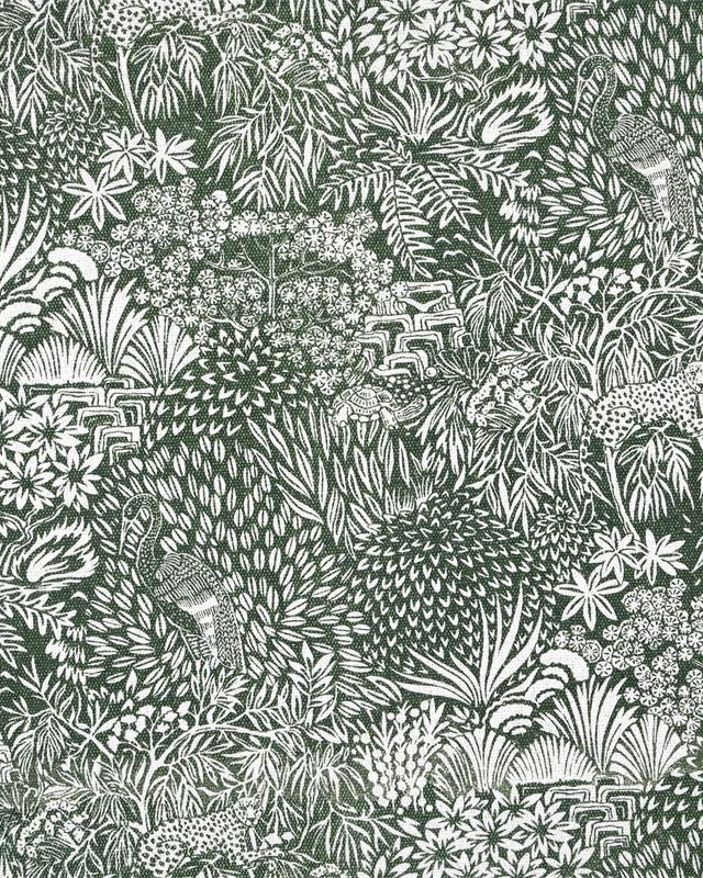 Toile Monaco Motif Jungle Fond Olive - Mercerine