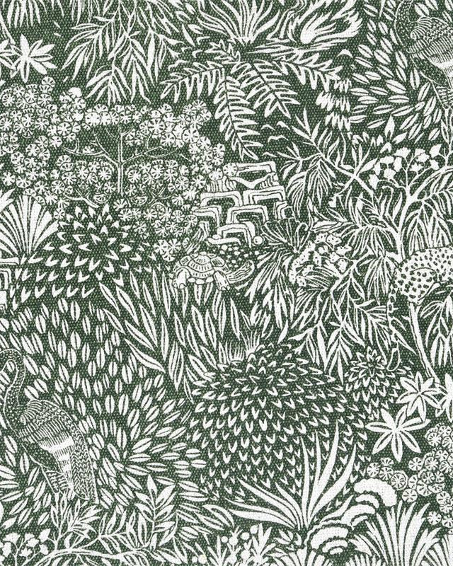 Toile Monaco Motif Jungle Fond Olive - Mercerine