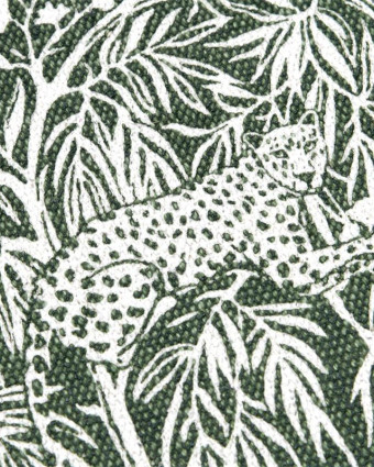 Toile Monaco Motif Jungle Fond Olive - Mercerine