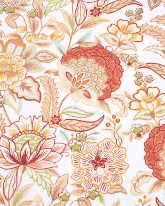 Toile Corrèze Motif Fleuri Fond Terracotta - Mercerine