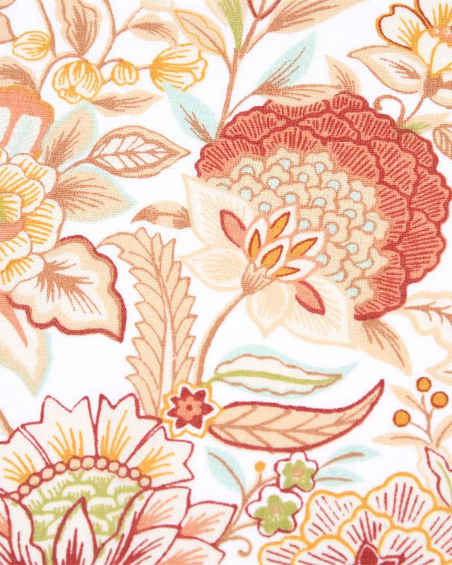Toile Corrèze Motif Fleuri Fond Terracotta - Mercerine