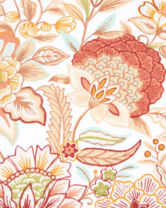Toile Corrèze Motif Fleuri Fond Terracotta - Mercerine