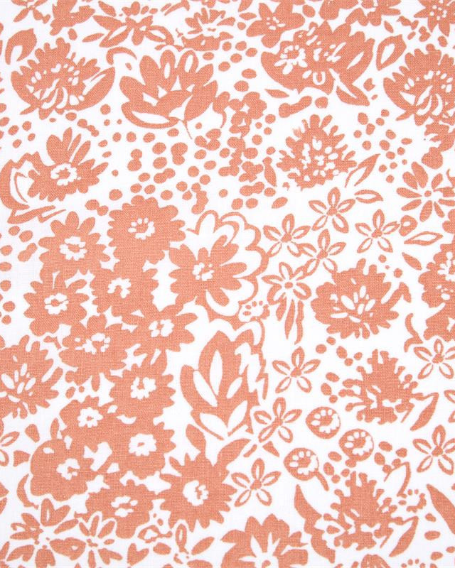 Toile Corrèze Motif Fleuri Fond Blanc - Mercerine
