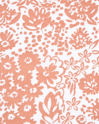 Toile Corrèze Motif Fleuri Fond Blanc - Mercerine