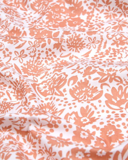 Toile Corrèze Motif Fleuri Fond Blanc - Mercerine