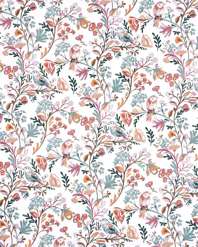 Toile Corrèze Petits Roitelets Fond Blanc - Mercerine