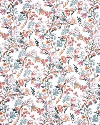 Toile Corrèze Petits Roitelets Fond Blanc - Mercerine