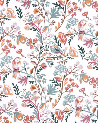 Toile Corrèze Petits Roitelets Fond Blanc - Mercerine