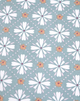 Toile Corrèze Motif Fleuri Fond Bleu Gris - Mercerine