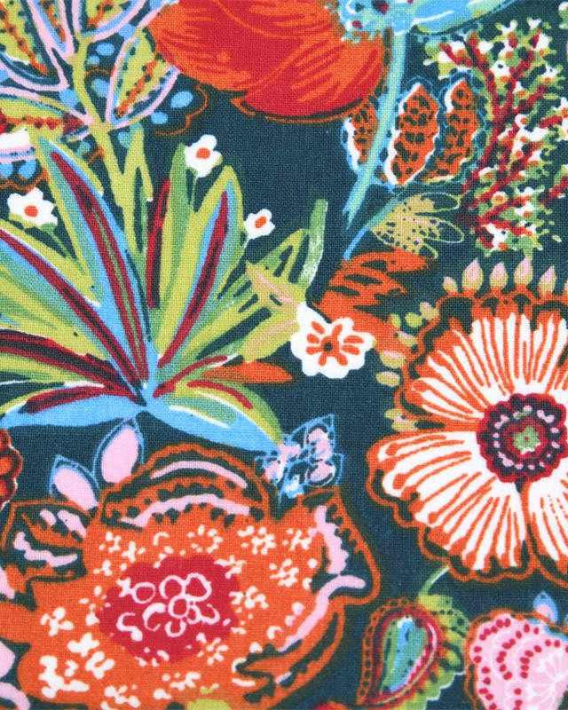 Toile Corrèze Fleurs Rouges et Bleues - Mercerine
