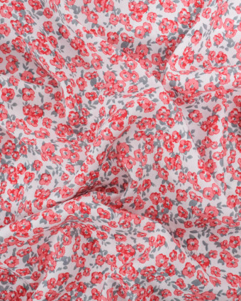 Tissu Viscose Motif Petites Fleurs Rouges - Mercerine