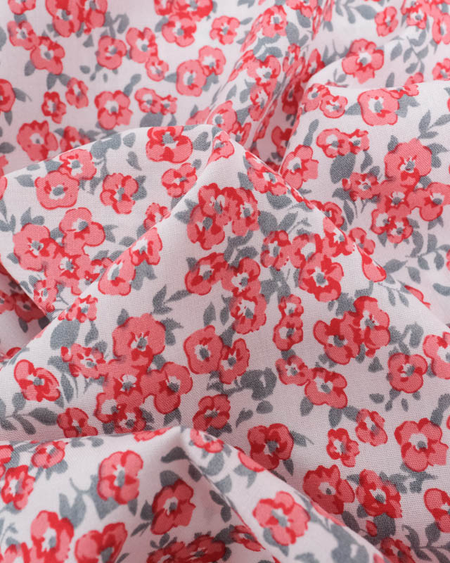 Tissu Viscose Motif Petites Fleurs Rouges - Mercerine