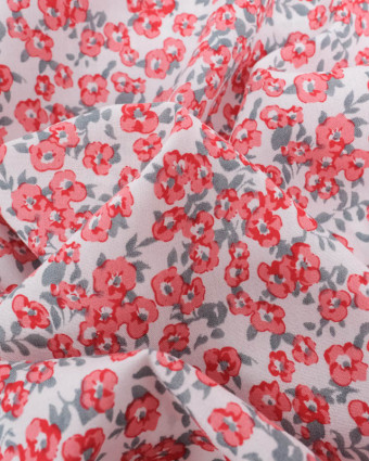 Tissu Viscose Motif Petites Fleurs Rouges - Mercerine