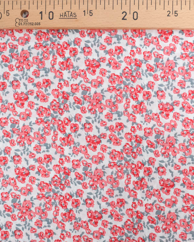 Tissu Viscose Motif Petites Fleurs Rouges - Mercerine