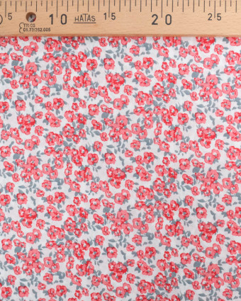 Tissu Viscose Motif Petites Fleurs Rouges - Mercerine