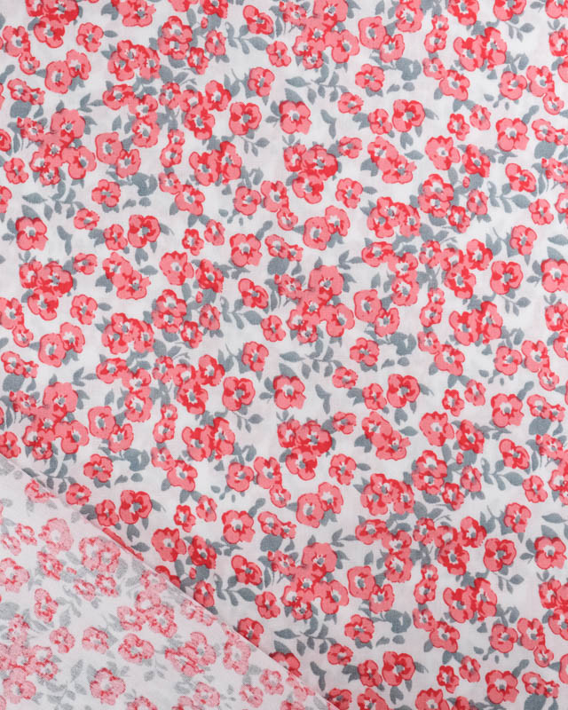 Tissu Viscose Motif Petites Fleurs Rouges - Mercerine
