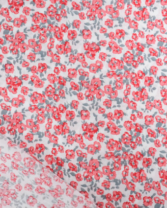 Tissu Viscose Motif Petites Fleurs Rouges - Mercerine