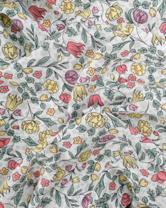 Viscose Impression Digitale Jardin Anglais Rouge - Mercerine
