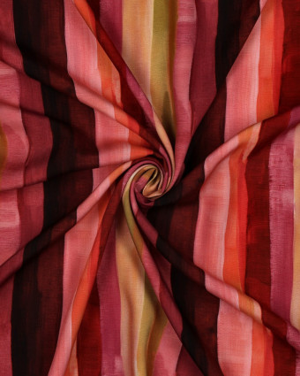 Viscose Imprimé Digital Rayures Rose Bordeaux - Mercerine
