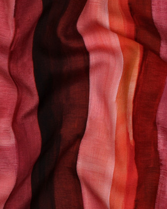 Viscose Imprimé Digital Rayures Rose Bordeaux - Mercerine