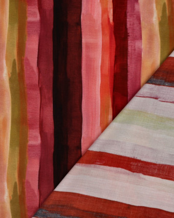 Viscose Imprimé Digital Rayures Rose Bordeaux - Mercerine