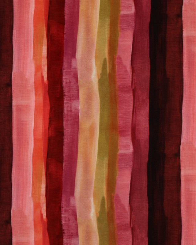 Viscose Imprimé Digital Rayures Rose Bordeaux - Mercerine