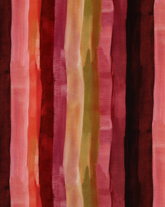 Viscose Imprimé Digital Rayures Rose Bordeaux - Mercerine