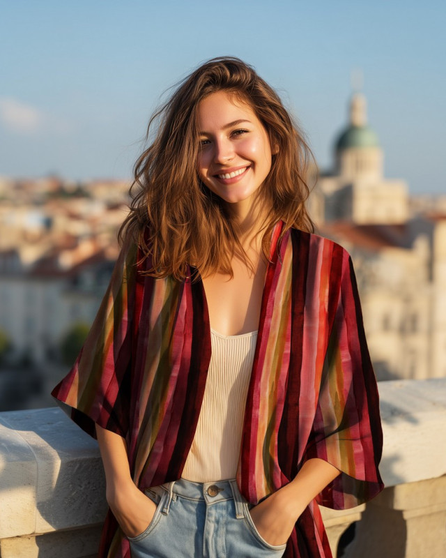 Viscose Imprimé Digital Rayures Rose Bordeaux - Mercerine