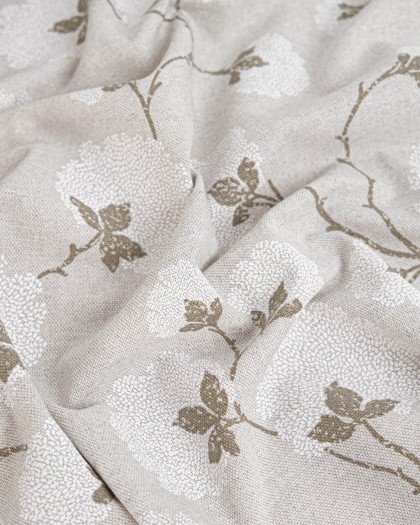 Toile Savoie Fleurs de Coton Fond Naturel - Mercerine