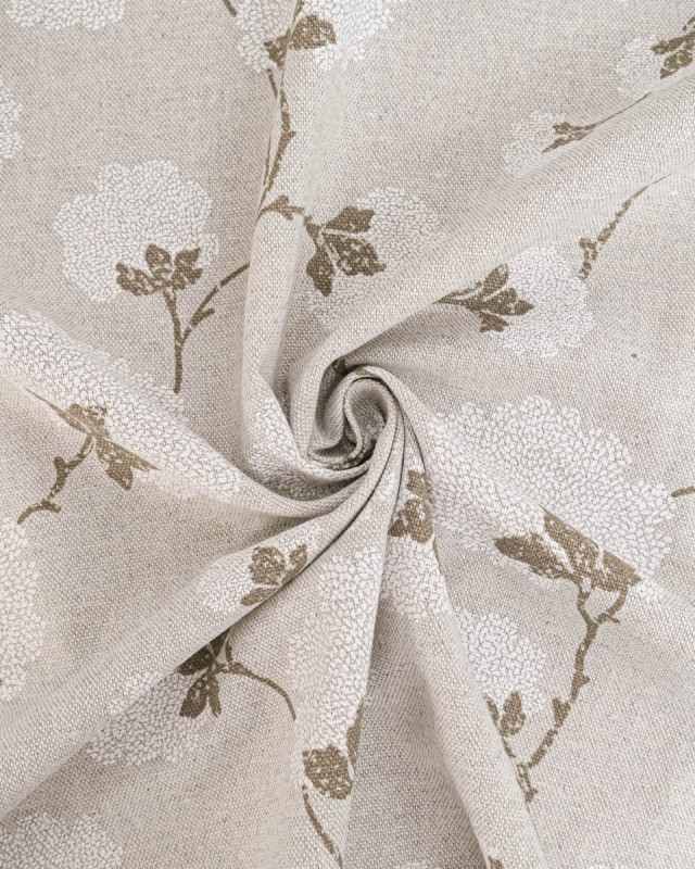 Toile Savoie Fleurs de Coton Fond  Naturel - Mercerine