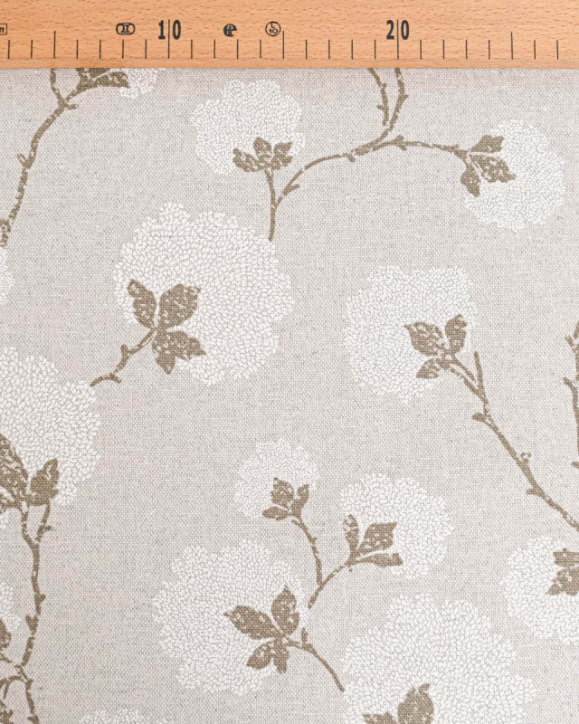 Toile Savoie Fleurs de Coton Fond  Naturel - Mercerine