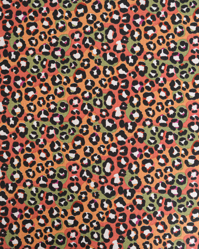 Tissu Coton Motif Léopard Fond Ocre - Mercerine