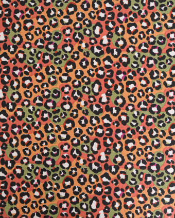 Tissu Coton Motif Léopard Fond Ocre - Mercerine