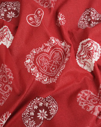 Cretonne de Coton Cœur de Montagne Rouge - Mercerine