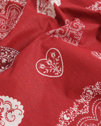 Cretonne de Coton Cœur de Montagne Rouge - Mercerine